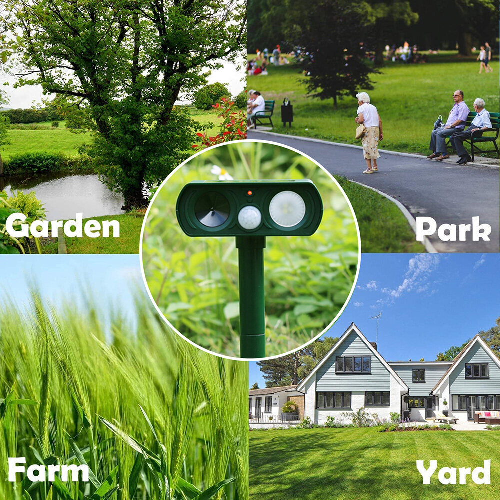 Solar Powered Ultrasonic Repeller Animal Chaser Outdoor Garden