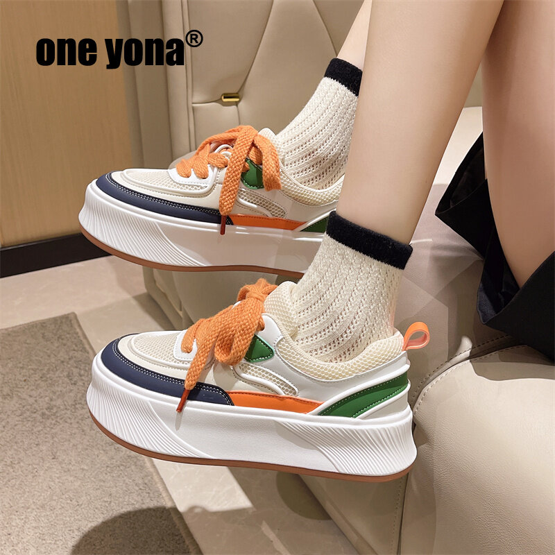 One Yona Giày Thể Thao Đế Bằng 6Cm Thời Trang Giày Nữ Mùa Thu Mới Cho Nữ