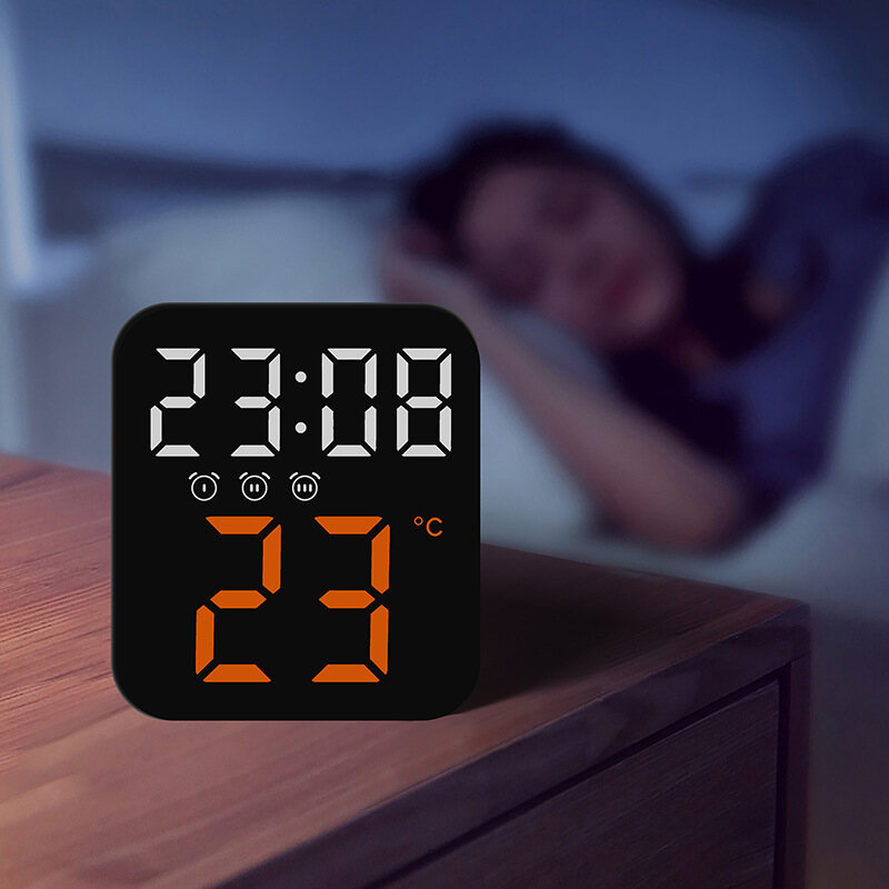 Electronic clock Creative temperature clock simple LED three sets of alarm clock porch wall clock multi-scene practical clock