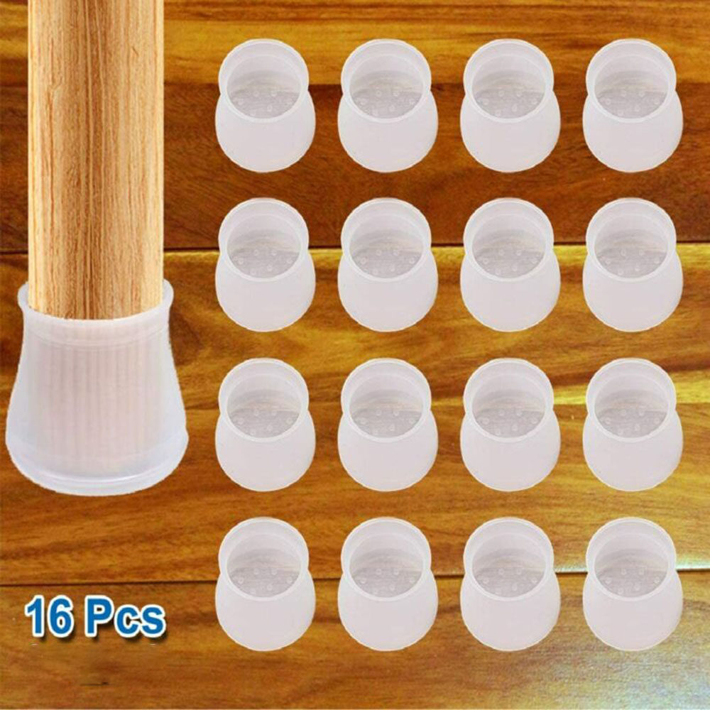 16Pcs Furniture Legs Caps Durable Non Slip Rubber Round Furniture Feet Cups Quiet Table Feet Covers Furniture Pads Floor Protector Silicone Chair Leg Protection Caps Gris