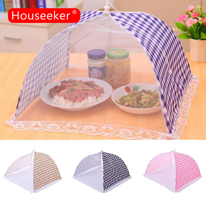 Houseeker 12 inch Foldable Kitchen Mesh Food Cover Umbrella Hygiene Grid Dish Cover Anti Fly Mosquito Dust BBQ Picnic Kitchenware