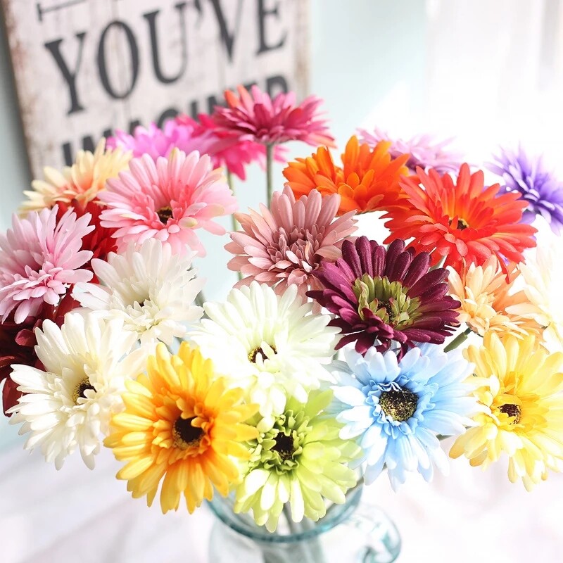 1pcs 23cm Artificial Flowers Silk Gerbera for Wedding Home Decoration Fake Flower