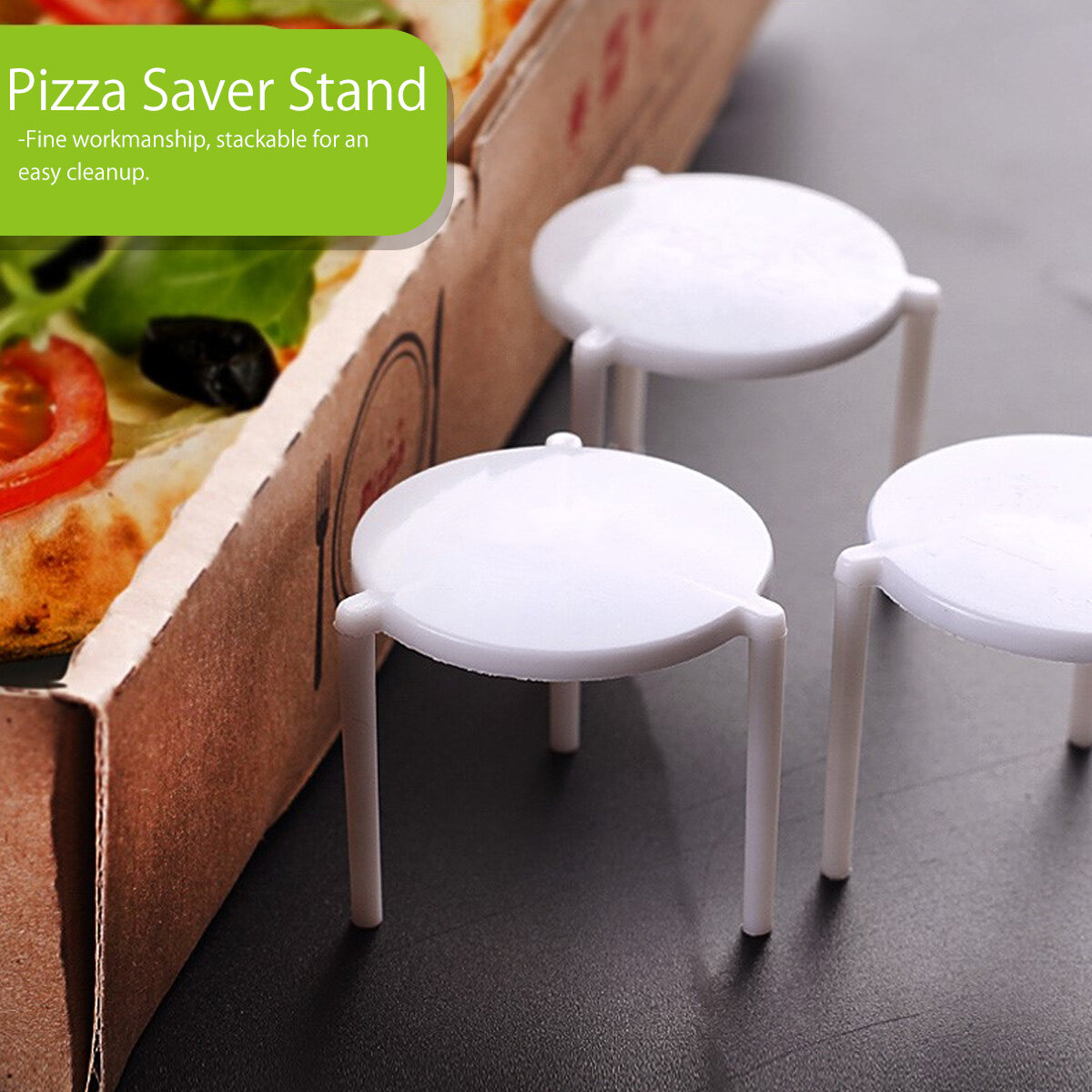 Chaoshihui 100pcs Pizza Saver Stand White Plastic Tripod Stack for Restaurant Container