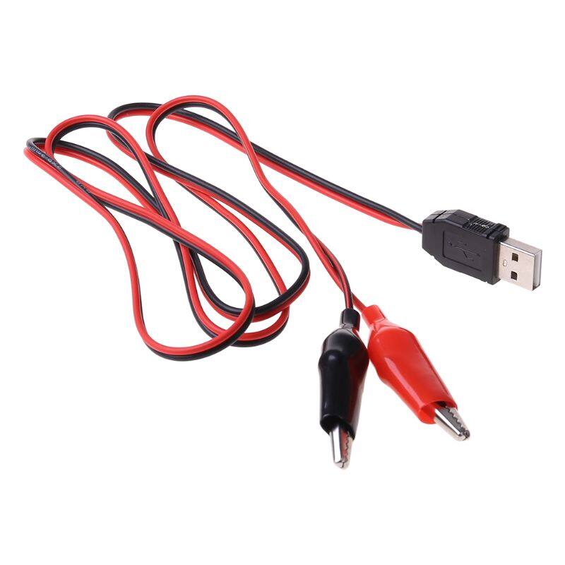 Copper Alligator Clips with Wire Male USB Connector Test Leads Crocodile Clamp