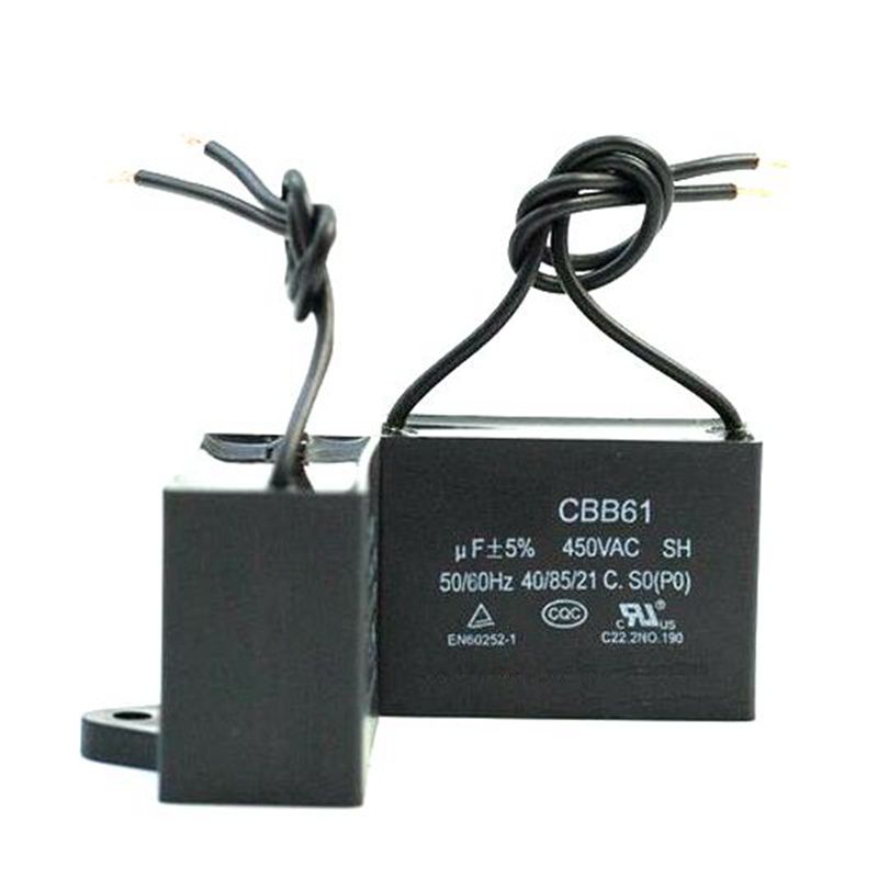 1pcs 1uF 450V CBB61 Motor Start Run Fan Capacitor 2Wires