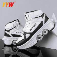 2 giày thể thao thông thường đi bộ Giày trượt pa-tanh biến dạng giày trượt bốn bánh Chạy Trốn cho Nam Nữ Phi giới tính trẻ em biến dạng bánh xe Giày Parkour