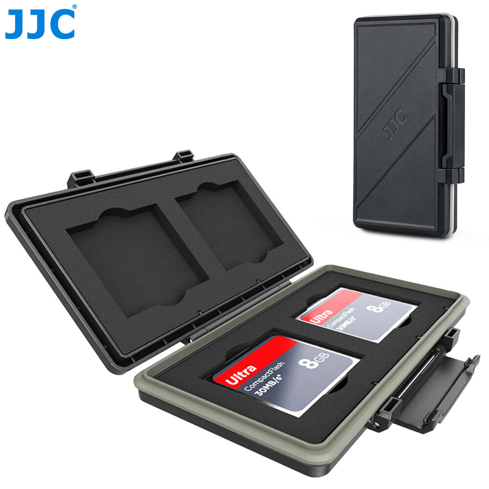 JJC Waterproof 4 Slots CF Card Holder Case Storage Box DSLR Mirrorless Camera Memory Accessories for Canon Nikon