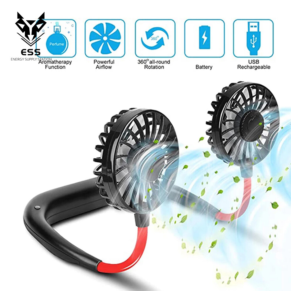 【ESS】USB Portable Fan Cold Fan Hands Free Neck Fan Hanging Rechargeable