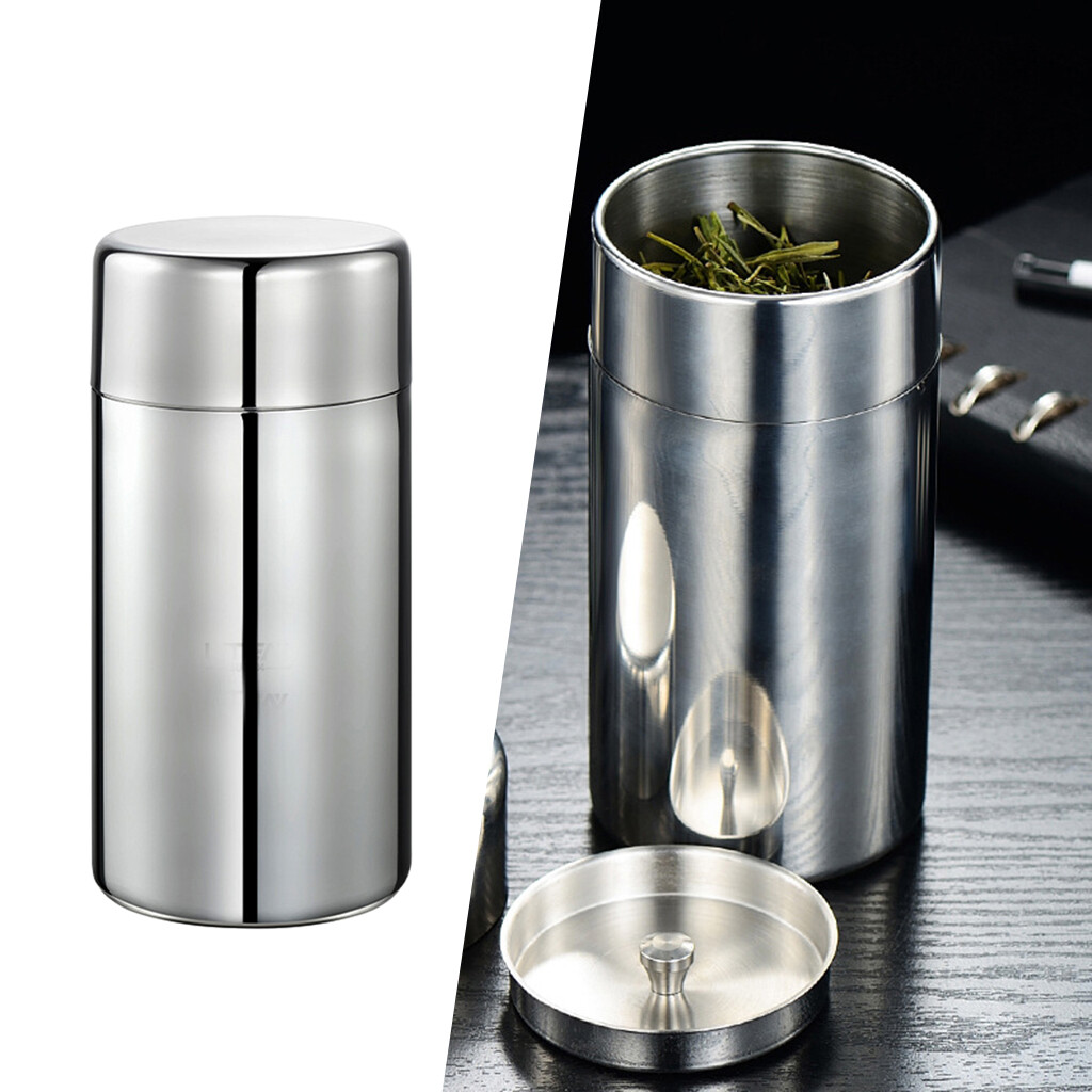 Hộp trà nhà bếp tinh tế có nắp đậy kín khí, hộp đựng trà bằng inox, hộp kín hộp trà di động nến thiếc mini b