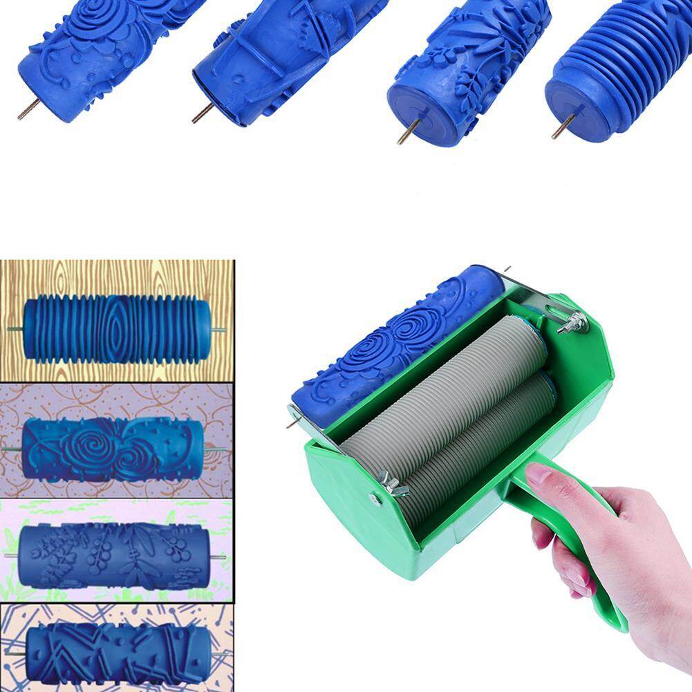 [HOSPORT] DIY Rubber Roller Embossed Paint Roller Sleeve Wall Texture Stencil Brush
