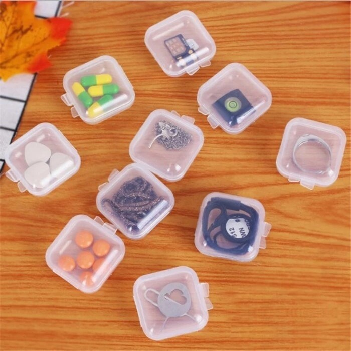 10 Hộp Nhỏ Hộp Nhựa Trong Suốt Hình Vuông Hộp Đựng Trang Sức Hộp Đựng Hoàn Thiện Hộp Đựng Bao Bì Cho Bông Tai