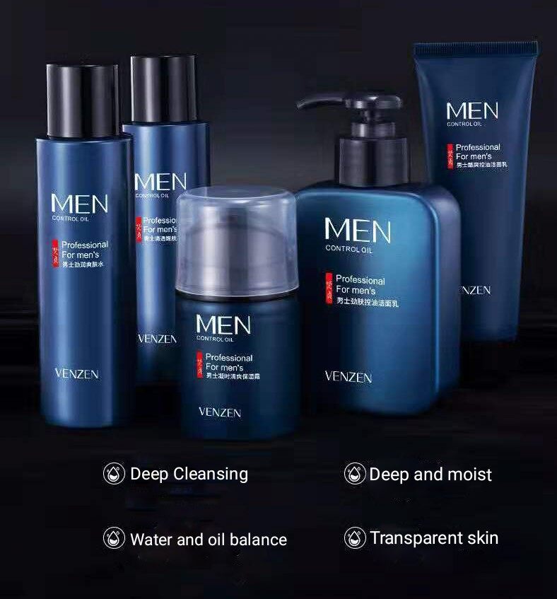 🔥VENZEN VEZE MEN CONTROL OIL SKIN CARE SET CLEANSER TONER EMULASION ...