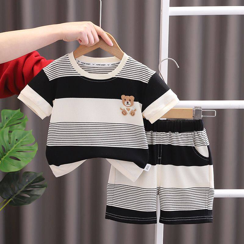 2023 New Children's Cartoon Short Sleeve Set Summer Boys' Shorts Boys' Treasure Clothes Breathable Children's Two Piece Set
