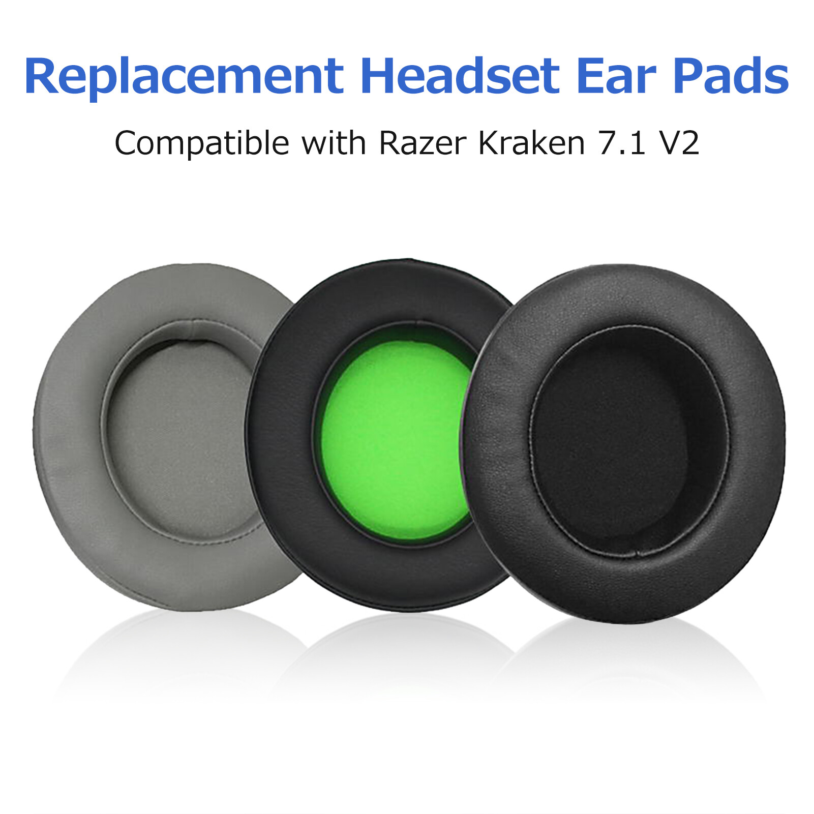 KKmoon Head-mounted Headset Memory Foam Ear Cushions Replacement Soft Breathable Ear Pads Compatible with Razer Kraken 7.1 V2