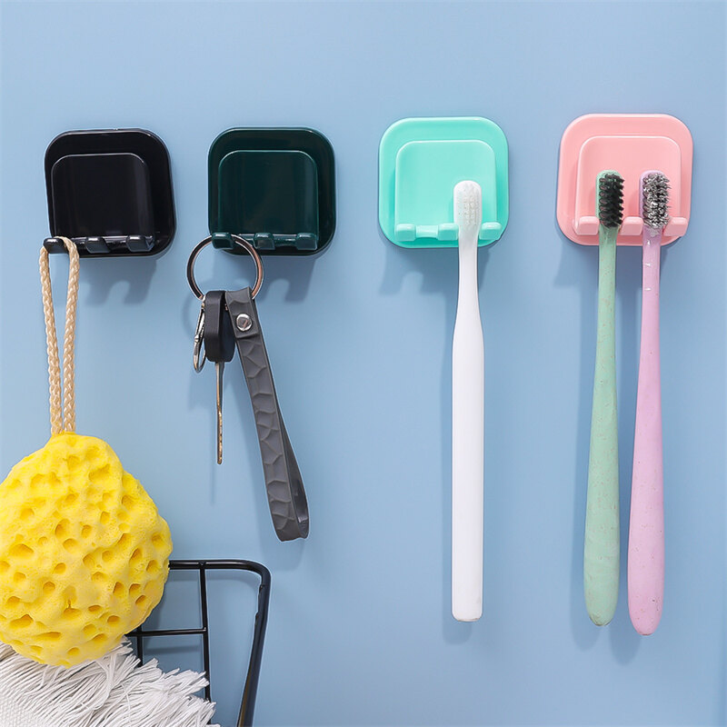 Wall Mounted Toothbrush Holder Punch-Free Cup Drying Rack Bathroom Space Saving Tooth Brush Storage Accessories