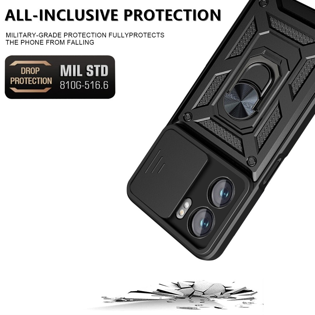 For OPPO A77/A57 Sliding Camera Design TPU + PC Phone Case(Black)