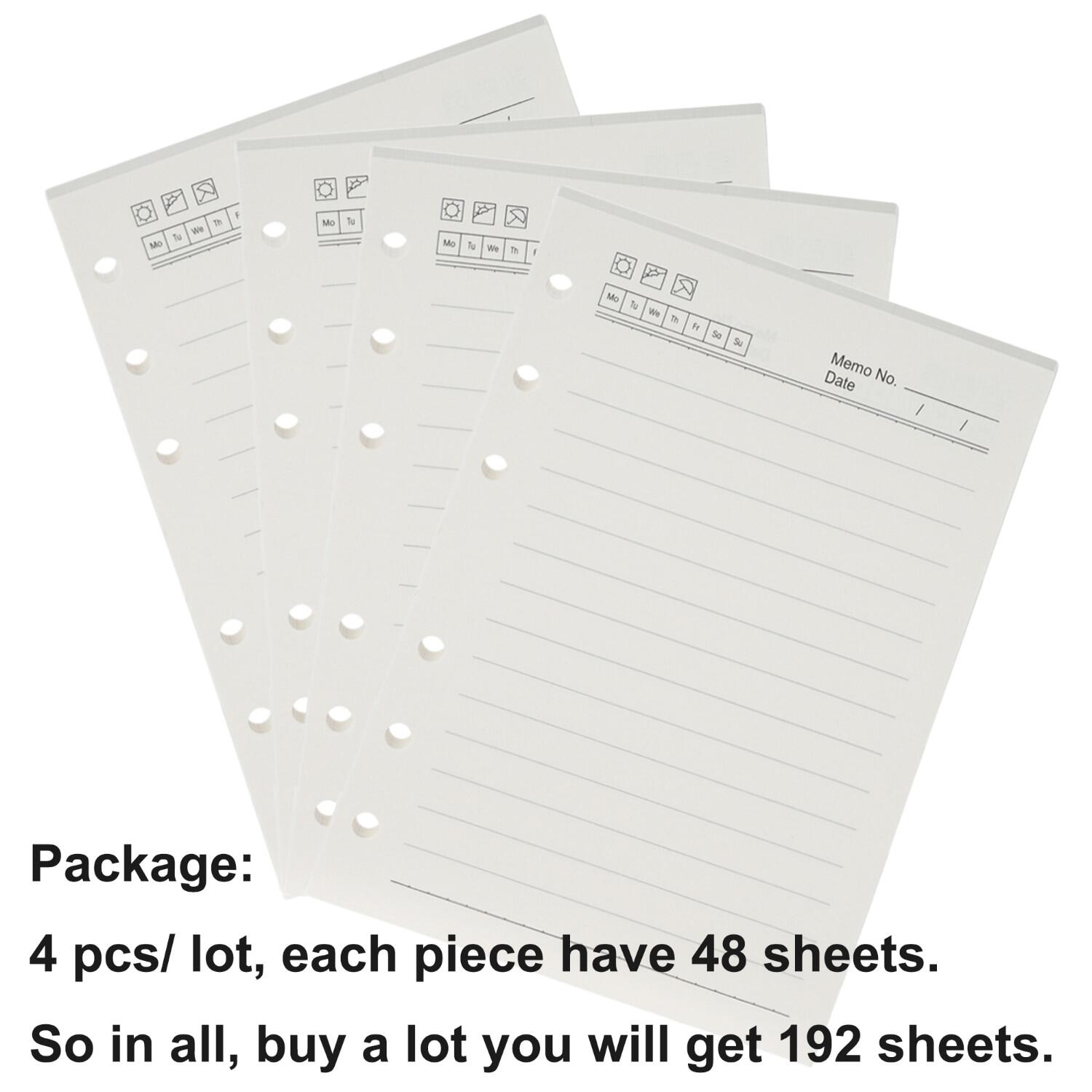 4 Pcs/ Lot High Quality Ring Binder Notebook Insert Refills 6 Holes A5 A6 A7 Personal Spiral Diary Planner Inner Core 100G Paper