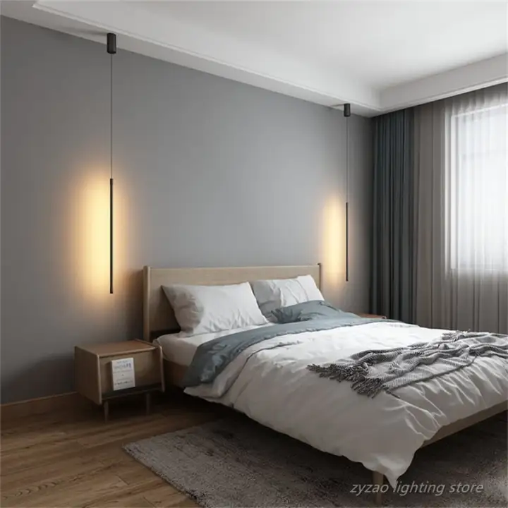 Modern Bedroom Bedside Led Pendant Lights Living Room Tv Wall Decor Led Pendant Lamps Geometry Line Strip Hanging Light Fixtures Lazada Ph