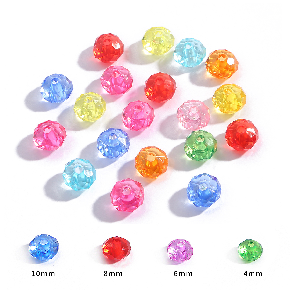 50-500Pcs 4/6/8/10mm Mixed Color Acrylic Spacer Beads Faceted Wheel Beads For Jewelry Making DIY Bracelet Accessories