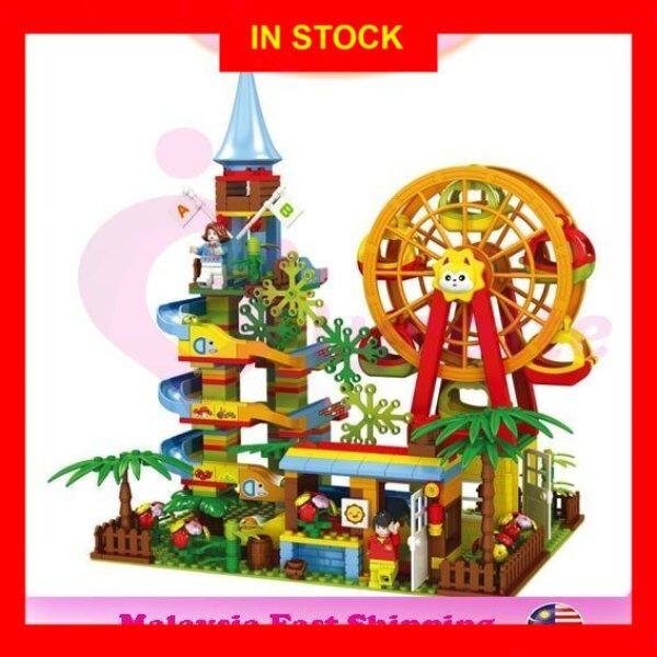 469pcs Animal Block Compatible Marble Race Run Kid Toy Building Blocks Funnel Slide ferris wheel Malaysia