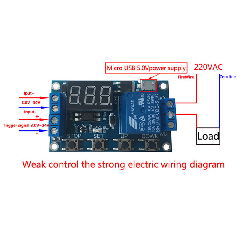 1PCS DC 6V-30V OFF/ON  timing switch period 1-channel 5V relay module Time delay relay module triggers 999 minutes Arduino relay board