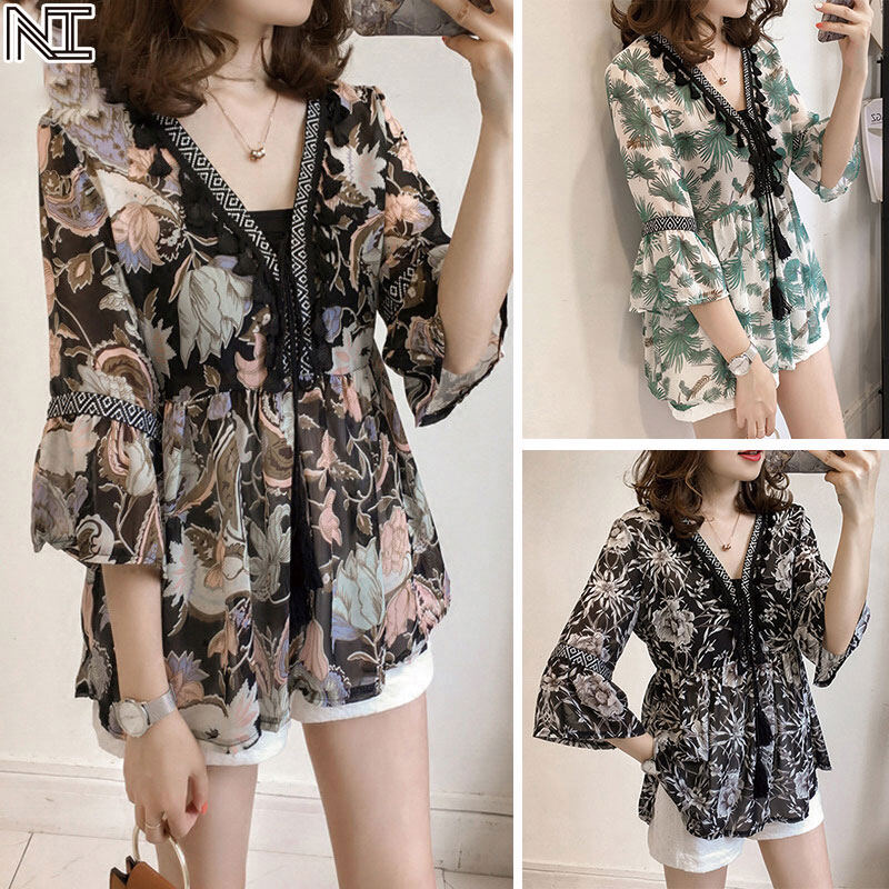 NI T-shirt for women,V-neck big MM ladies chiffon shirt