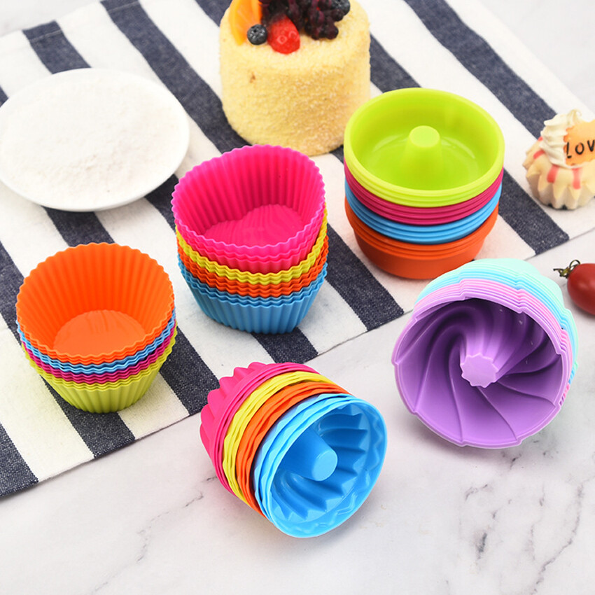 6/12pcs Silicone cupcake chén nướng 6 gói, tái sử dụng & không dính giấy lót bánh cupcake muffin chủ sở hữu thiết lập cho Đảng Halloween Giáng sinh, dễ lau chùi Pastry Khuôn Muffin
