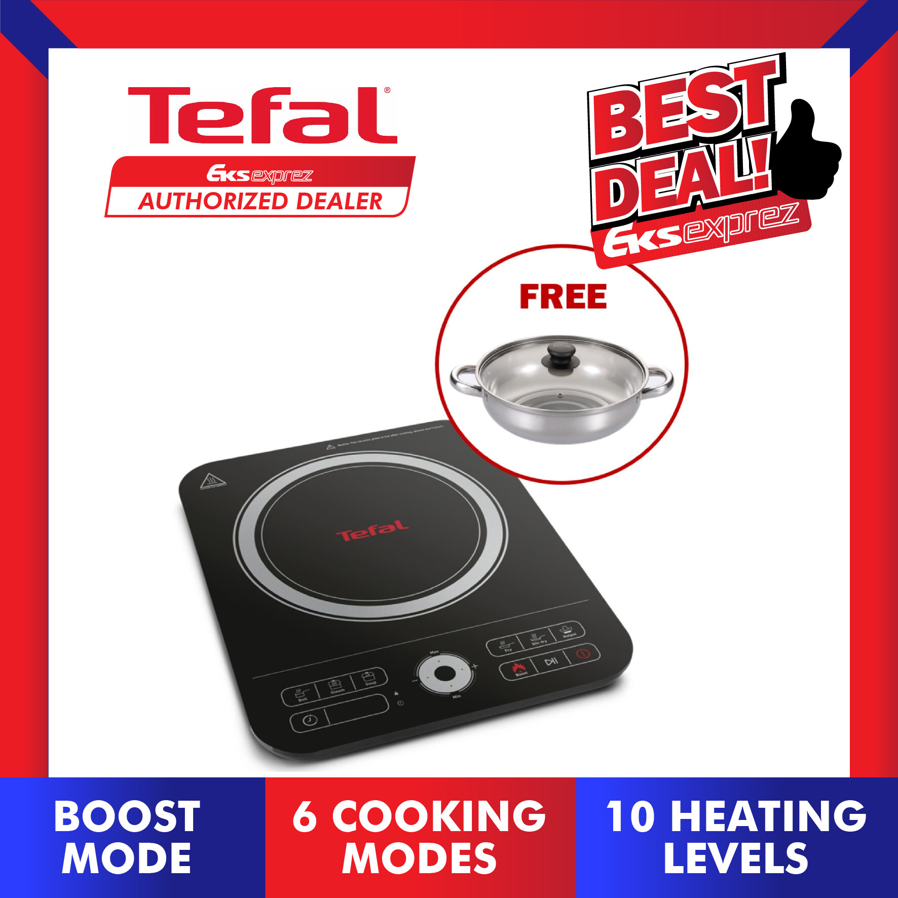 Tefal Induction Cooker IH720865 2200W Induction Hob Express Slim