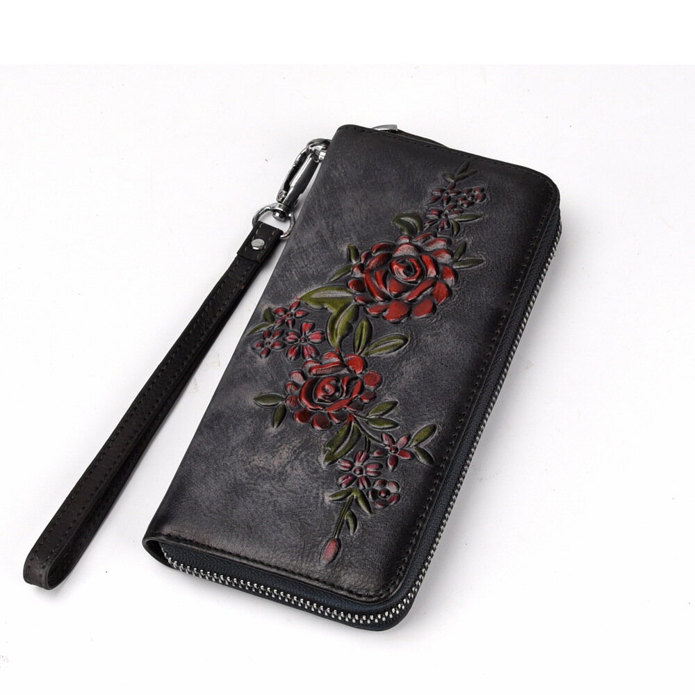 Royal Bagger Long Wallet Purses For Women Girls Genuine Cow Leather Vintage Retro Fashion Clutch Bag Party Ladies RFID Card Holders