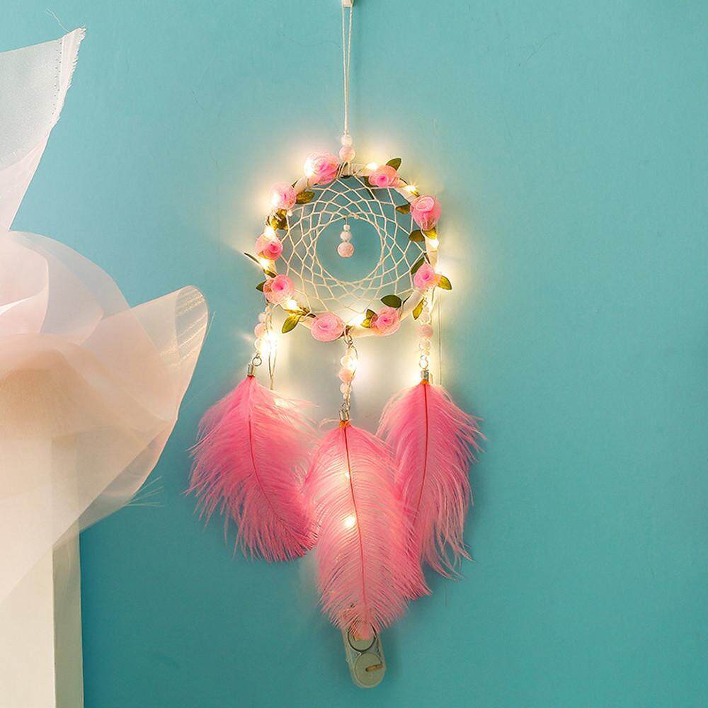 Senteniced Tay Dreamcatcher Lông Đèn Ngủ Xe Treo Tường Phòng Trang Trí Nhà