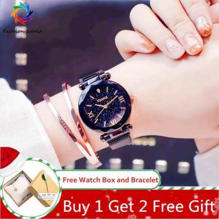 【Buy 1 แถม 2 ราคา】Top ผู้หญิงแบรนด์แม่เหล็กสายรัดนาฬิกาแฟชั่นชีวิตลำบากกันน้ำนาฬิกาผู้หญิงดาวควอนาฬิกาข้อมือนาฬิกามีชื่อเสียง