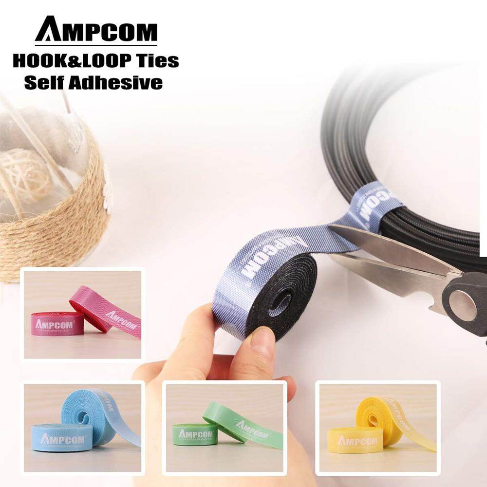 Ampcom 5M Khóa Dán Tie Bộ Kẹp Giữ Dây Cáp Máy Cuộn Dây Tai Nghe Cài Chủ Dây Chuột Bảo Vệ Cáp HDMI Quản Lý Cho Iphone Samsung Xiaomi
