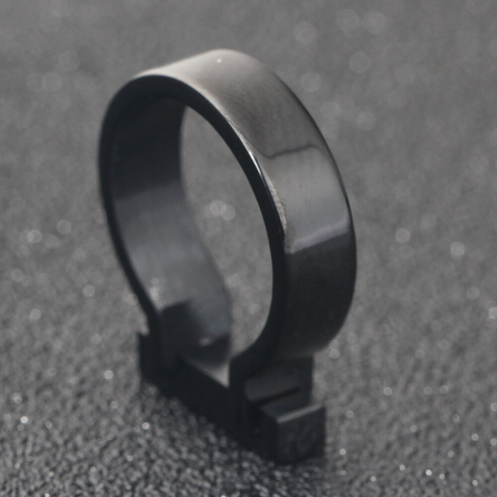 6mm Rectangle Glossy Three-dimensional Titanium Steel Ring Trendy and Simple Ring Size 6-9