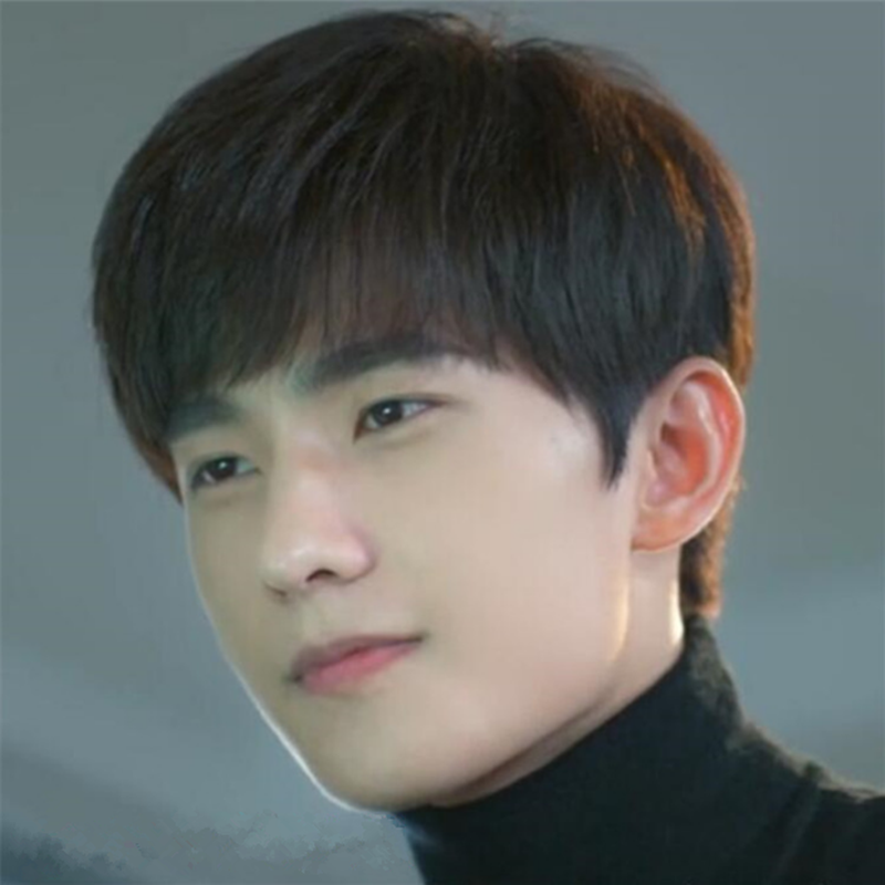 Wig male short fluffy broken bangs short straight hair handsome realistic personality male and female students Korean version random black hair set