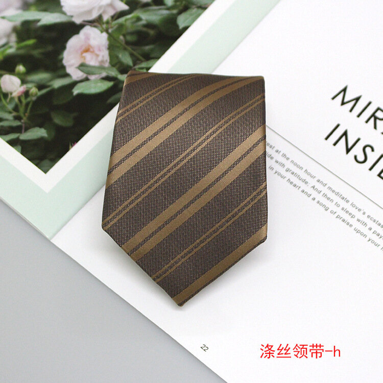 Men's Tie Jacquard Polyester Silk Business Tie Small Flower Striped Tie