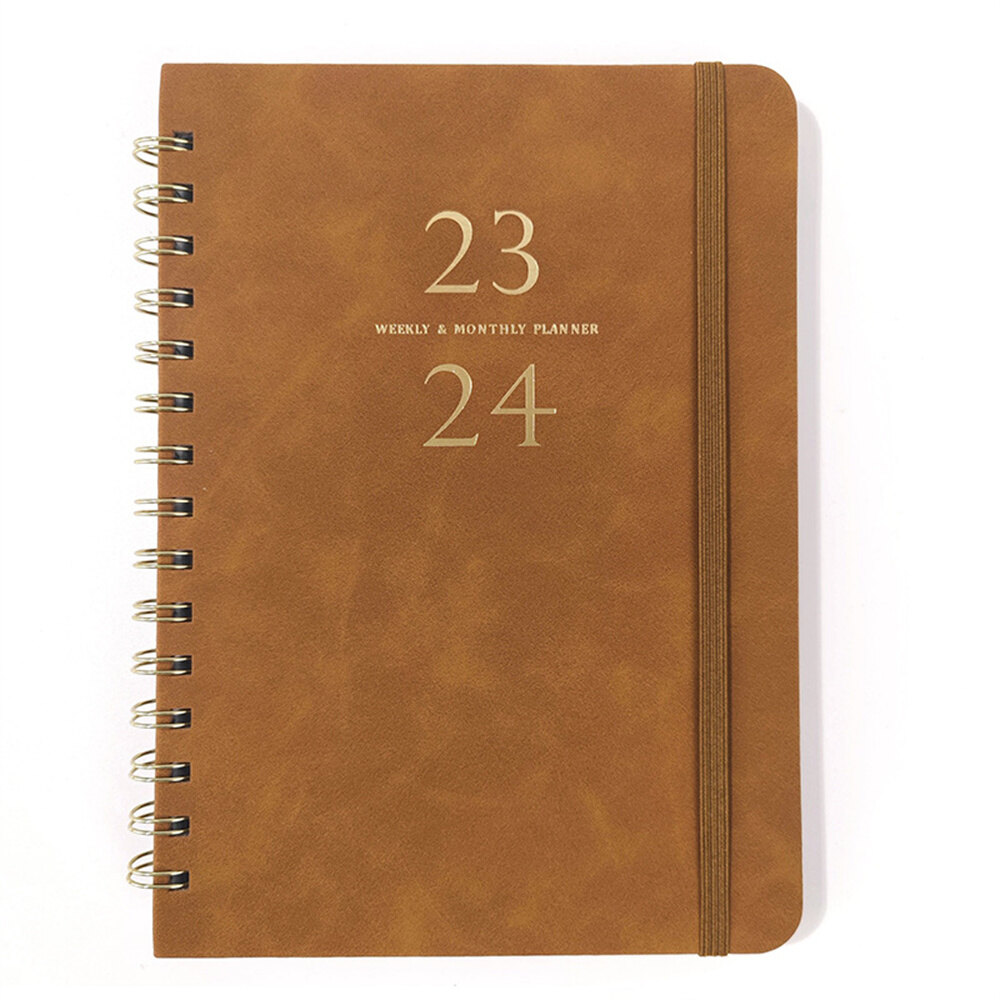 2023-2024 Weekly Planner Full English Agenda Book A5 PU Planner Office Time Management Personal Appointment Journal