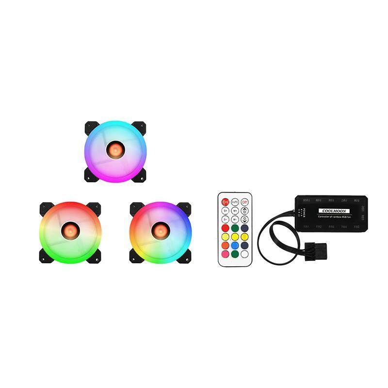 Bảng giá COOLMOON 3pcs Computer Case PC Cooling Fan RGB Adjust LED 120mm Quiet + IR Remote For CPU Phong Vũ