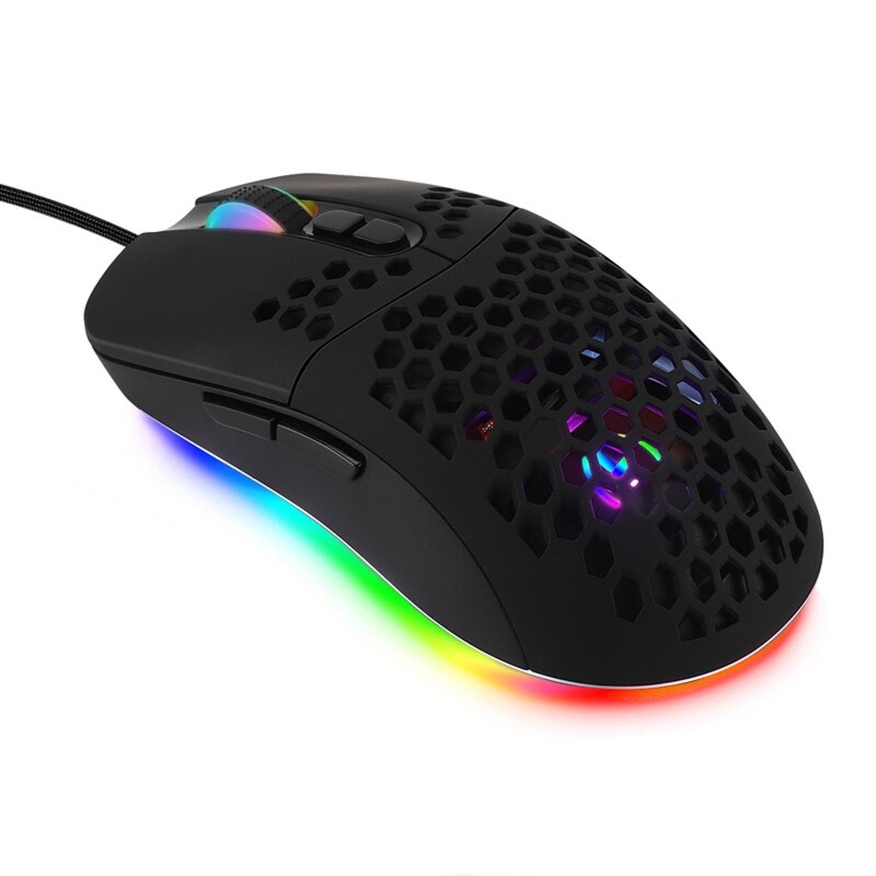 Usb wired lightweight gaming mouse 5 rgb backlit mouse with 7 buttons 7200dpi honeycomb shell mouse for pc laptop