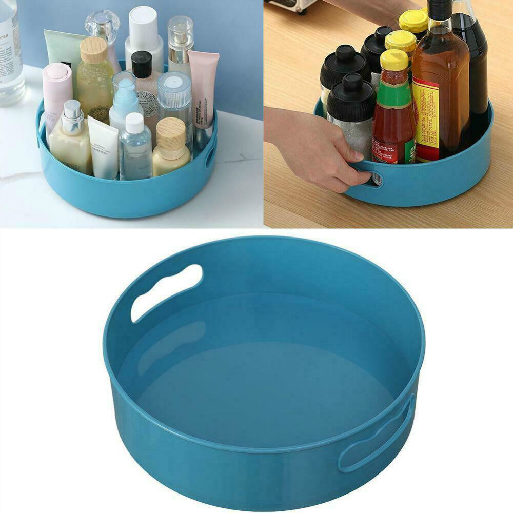 360 Degree Rotating Round Spice Storage Rack Tray Turntable Kitchen Holder Organizer