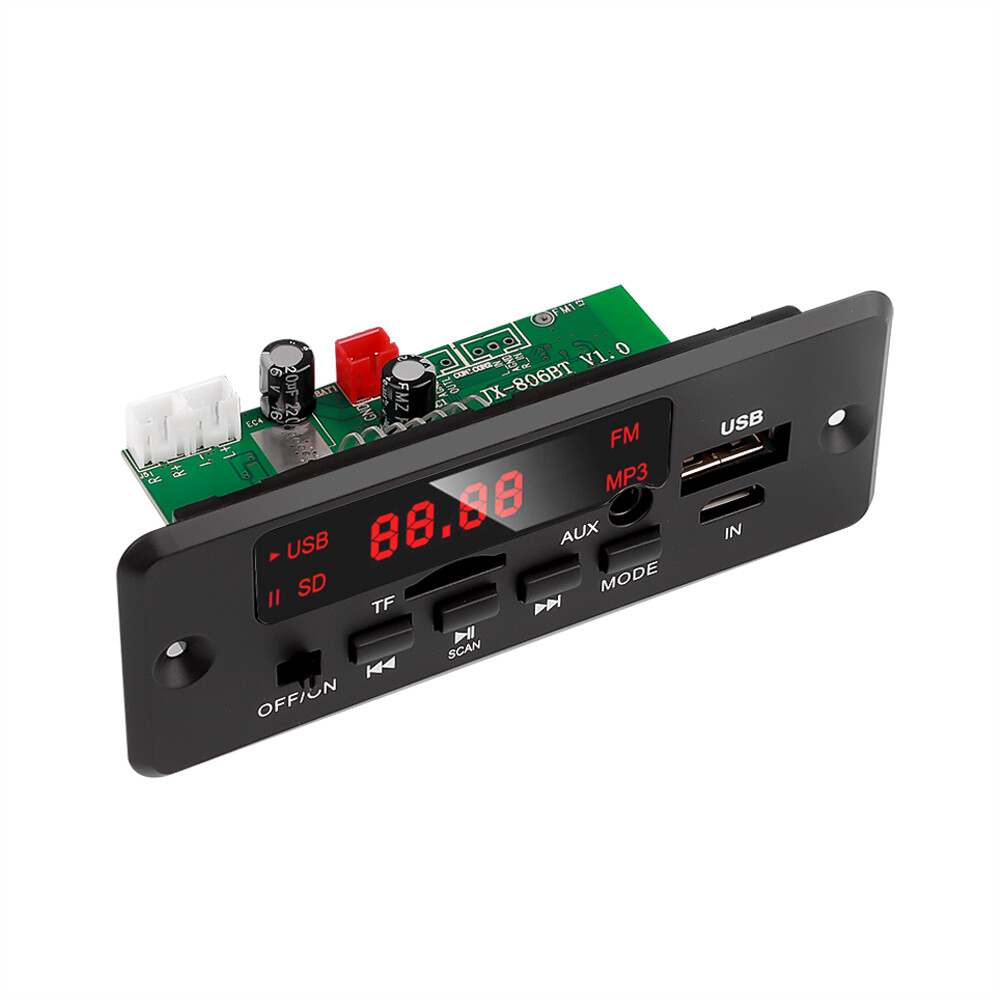 KEBIDU Bộ Khuếch Đại 2X25W Bo Mạch Giải Mã 12V Bo Mạch Giải Mã Bluetooth 5.0 MP3 WMA Với Mic Rảnh Tay Chức Năng Ghi Âm Mô-đun Âm Thanh USB TF Radio Máy Nghe Nhạc MP3 Trên Xe Hơi