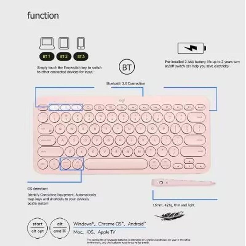 Logitech K380 Multi-Device Wireless Bluetooth Keyboard Tablet PC Laptop Portable Ultra-Thin Keyboards For Windows Android Ios