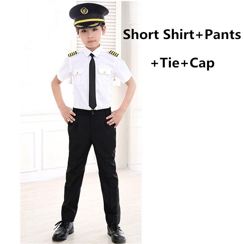Children's Captain Costume Stewardess Cosplay Uniform Pilot Costumes Carnival Halloween Party Aircraft 90-160cm for kid 2022