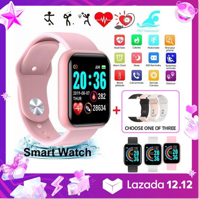 【Free Strap】 100% Original D20 Bluetooth Thông Minh Đồng Hồ Người Đàn Ông IP67 Thể Dục Thể Thao Không Thấm Nước Vòng Đeo Tay Thông Minh Theo Dõi Huyết Áp Máy Theo Dõi Nhịp Tim Y68 Smartwatch Theo Dõi Giấc Ngủ Cho IOS Android
