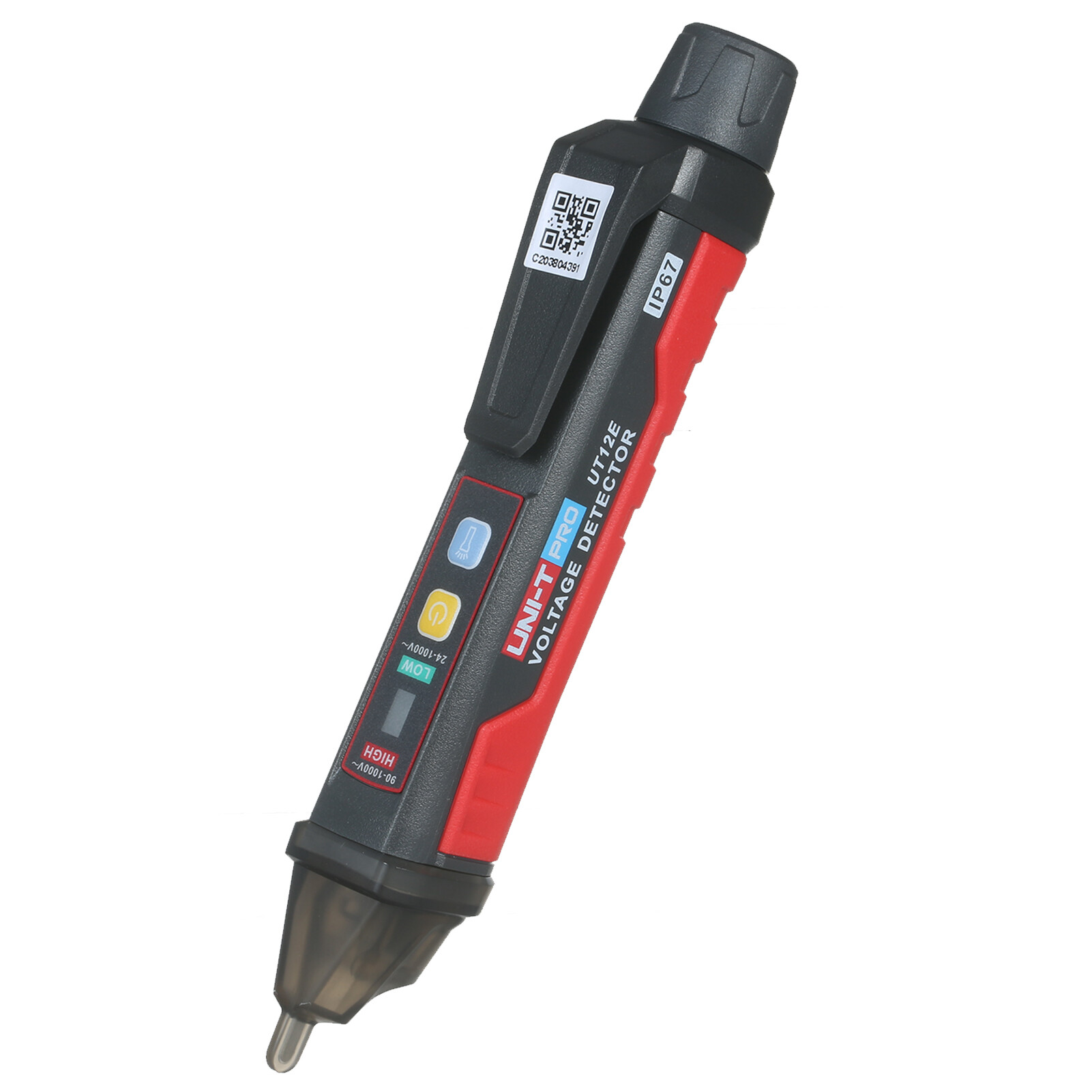 UNI-T UT12E AC Voltage Detector Meter 24V-1000V Non-Contact Portable Tester Pen Socket Volt Current Electric Test Pencil with Sound and Light Alarm and LED Flashlight Vibration
