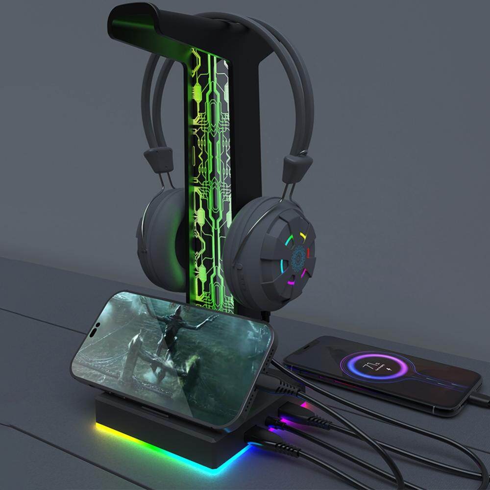 RGB đế Tai nghe chủ Rack 10 hiệu ứng ánh sáng Giá để tai nghe giá Giá để tài liệu đầu tai nghe chụp có khung đế Tai nghe giá đỡ giá đỡ dọc móc áo