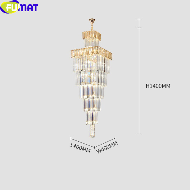 HAFU Crystal K9 Pendant Lamp Square Multilayer Spiral Stair Big Hanging Light Fixture Modern