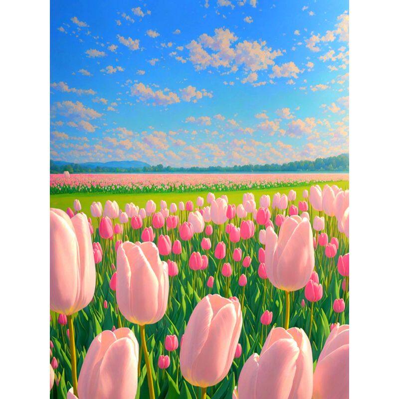 SDOYUNO Decorative Painting By Numbers Hand Painting Picture Drawing Pink Tulip Interior Paintings Personalized Gift