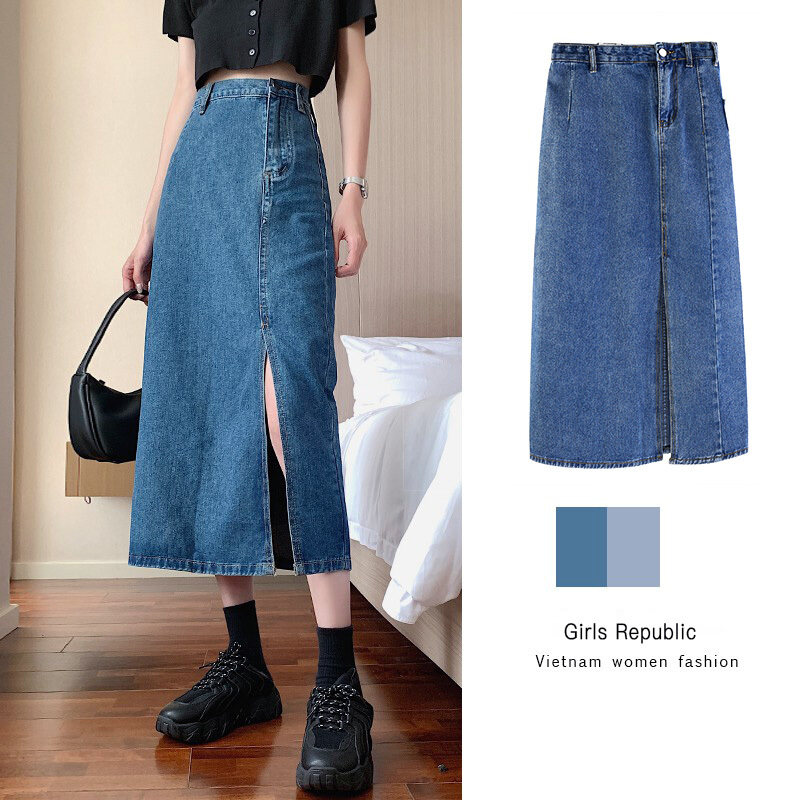 Nơi bán Girls Republic Thời Trang Hàn Quốc Váy Xẻ Eo Cao Cổ Điển Cho Nữ Denim Váy Phụ Nữ