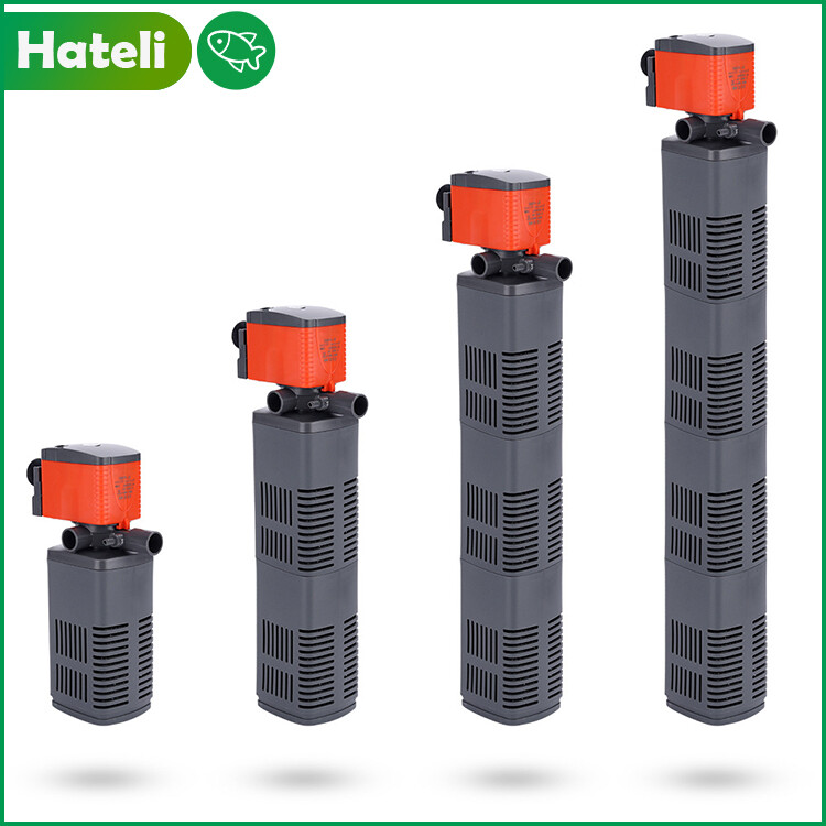 【HATELI】Three-in-one Aquarium Filter Built-in Filter Fish Tank Submersible Pump Mute Pump Aeration Pump Aquarium Water Pump