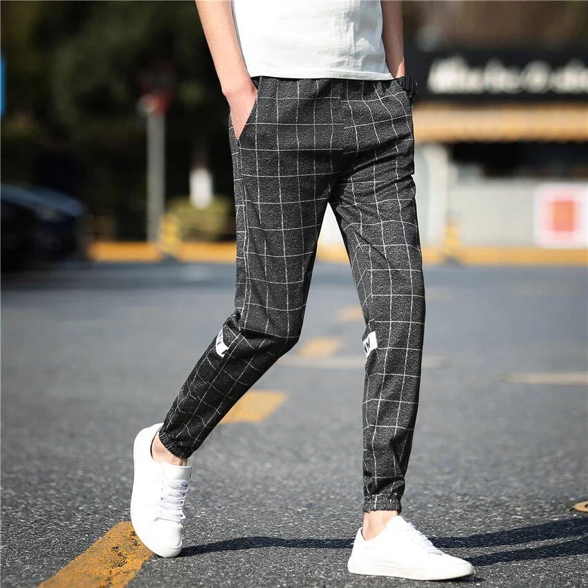 checkered slim fit pants